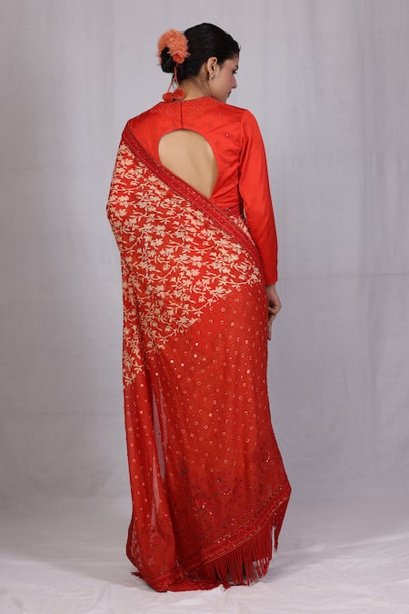 Monika Mathuria Datta Zoya Printed Embroidered Saree With Blouse 