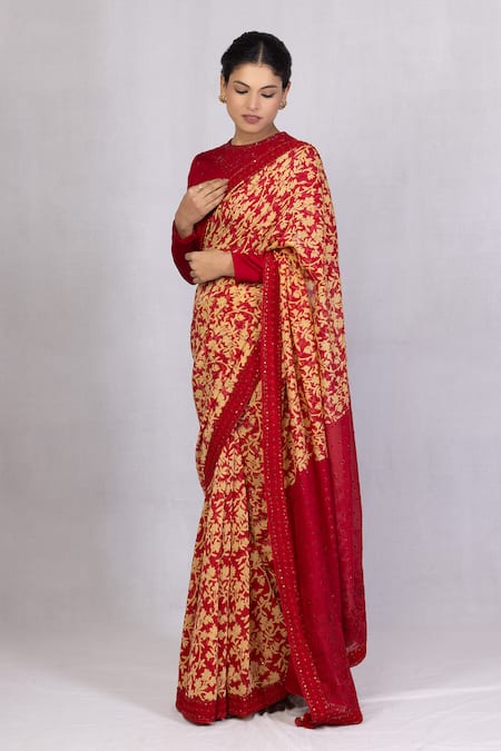 Monika Mathuria Datta Zoya Embroidered Saree With Blouse 