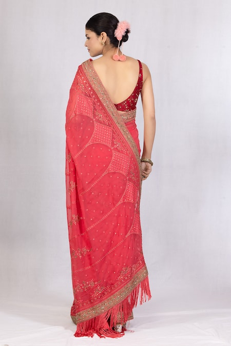 Monika Mathuria Datta Zoya Embroidered Tasseled Pallu Saree 