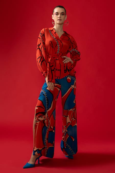 Nautanky Atmosphere Abstract Print Shirt With Pant 