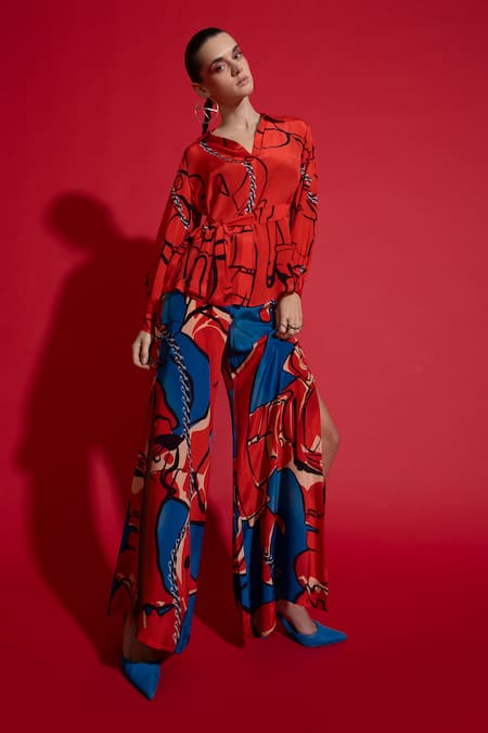 Nautanky Atmosphere Abstract Print Shirt With Pant 