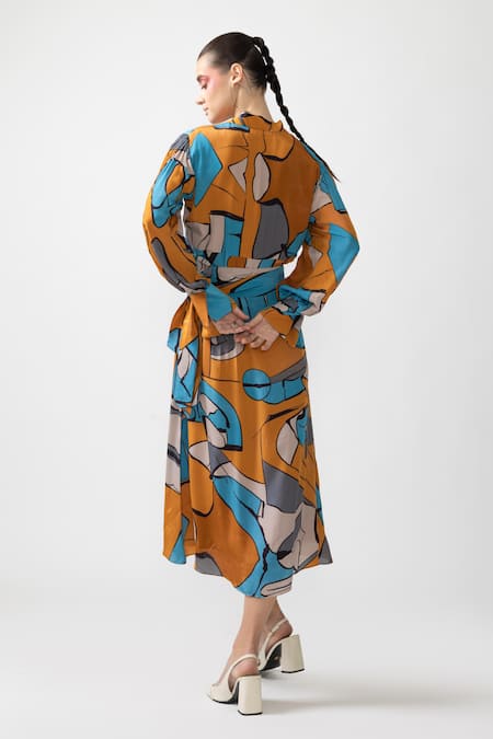 Nautanky Illusion Optical Print Midi Dress 