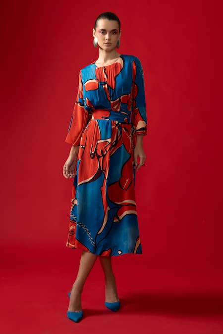 Nautanky Nexus Abstract Print Midi Dress 