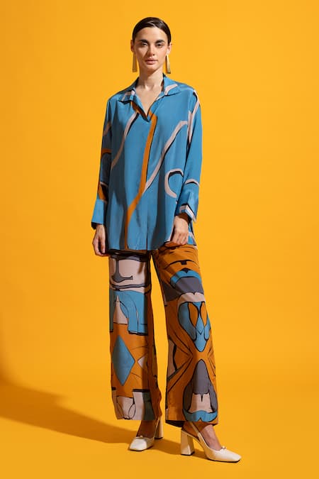 Nautanky Dusk Abstract Print Shirt With Pant 