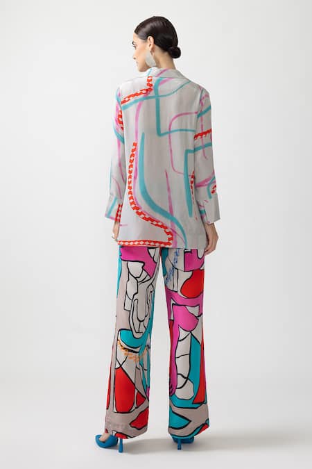 Nautanky Lunar Abstract Print Shirt With Pant 