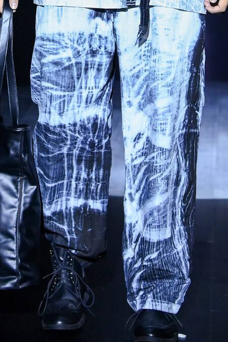 Shop_Rahul Singh_White Linen Shibori Tie Dye Pattern Shirt And Trouser Set _Online_at_Aza_Fashions