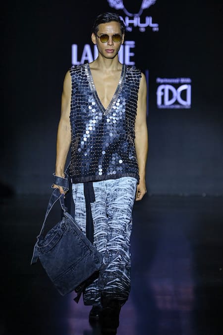 Rahul Singh Sequin Embellished Vest & Trouser Set 