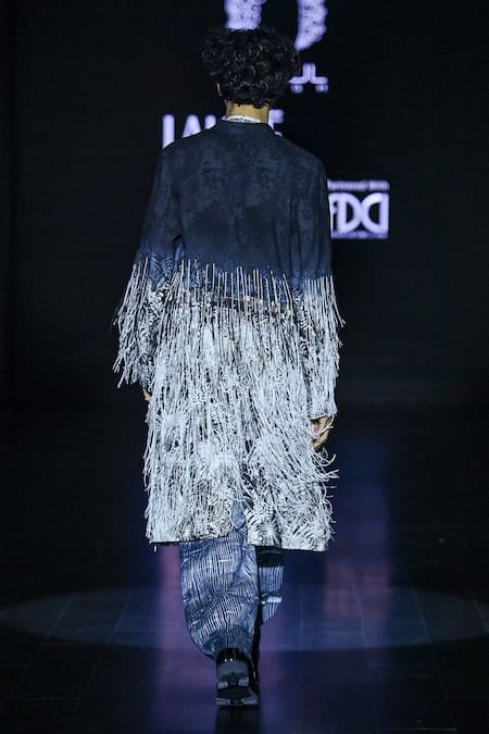 Rahul Singh Shibori Tie Dye Pattern Overcoat Set 