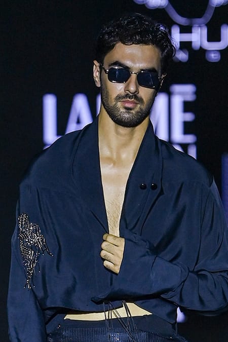 Shop_Rahul Singh_Black Crepe Zari Zardozi Embellished Shacket Set _Online_at_Aza_Fashions