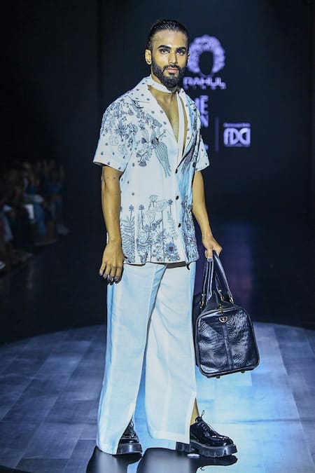 Rahul Singh Botanical Embroidered Shirt & Trouser Set 