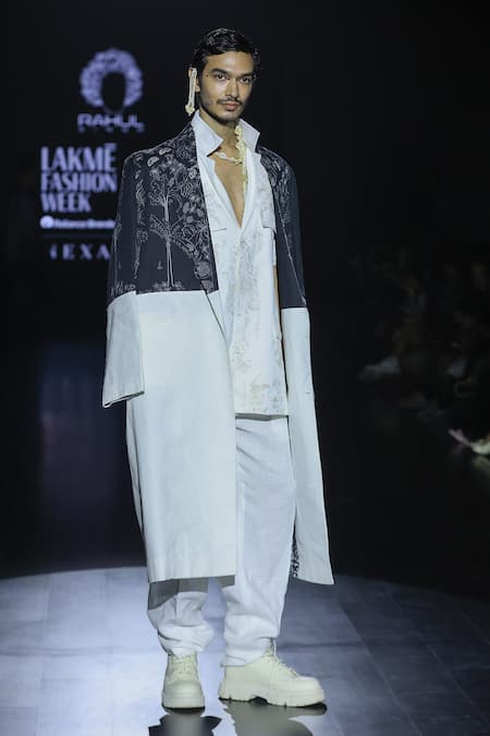 Rahul Singh Botanical Embroidered Overcoat Set 