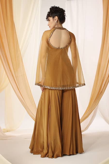 Shweta Aggarwal Geometric Embroidered Peplum Tunic With Sharara 