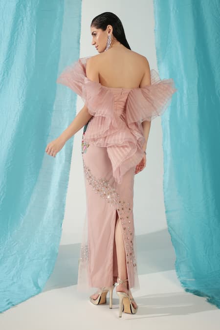 Shweta Aggarwal Ruffled Bodice Embroidered Gown 