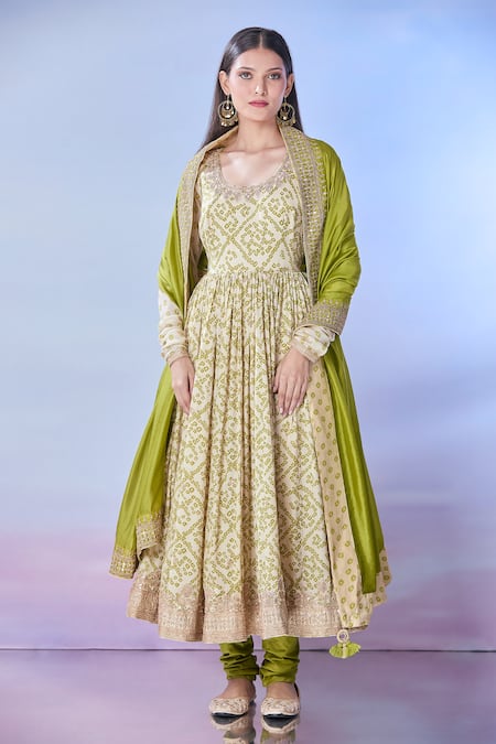 PUNIT BALANA Bandhani Print Anarkali Churidar Set 