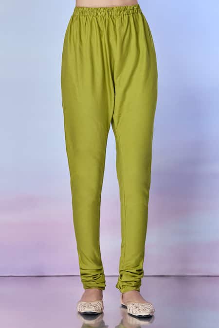 Shop_Punit Balana_Green Cotton Embroidery, Zari Round Neck Bandhani Print Anarkali Churidar Set _Online_at_Aza_Fashions