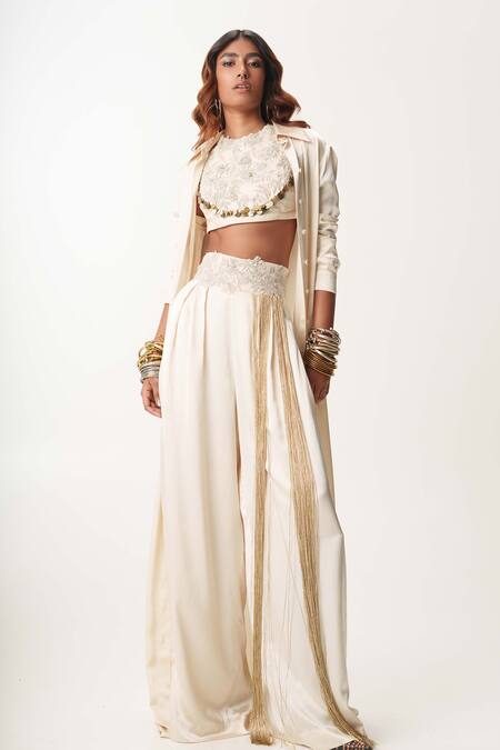 Buy AK-OK Beige Silk Satin, Cotton Sequins, Embroidery Round Long Shirt Dress Trouser Set Online at Aza Fashions Buy_AK-OK_Beige Silk Satin, Cotton Sequins, Embroidery Round Long Shirt Dress Trouser Set _Online_at_Aza_Fashions