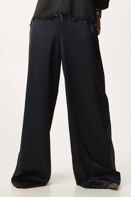 AK-OK Black , Satin Beads, Studs V-neck Embellished Sweatshirt And Trouser Set Online at Aza Fashions AK-OK_Black , Satin Beads, Studs V-neck Embellished Sweatshirt And Trouser Set _Online_at_Aza_Fashions