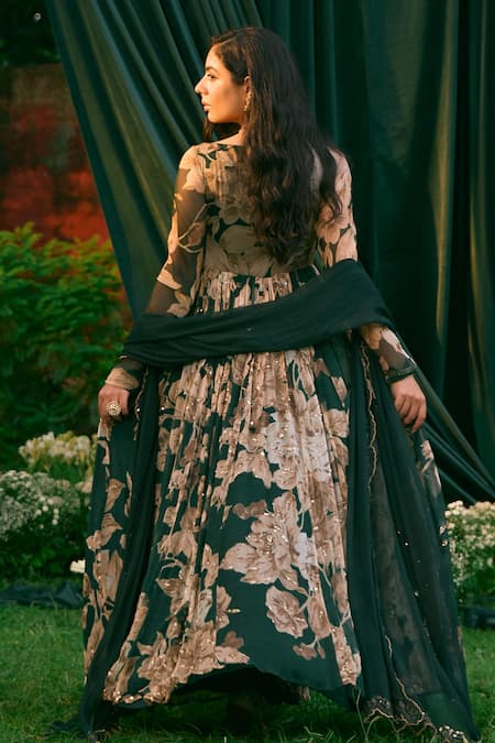 Astha Narang Flowery Print Anarkali With Dupatta 