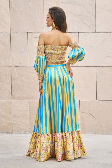 Cin Cin Off-Shoulder Printed Crop Top & Skirt Set 