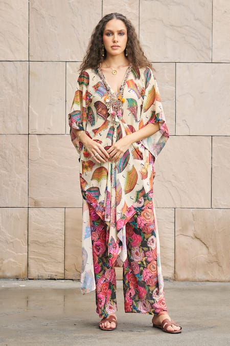 Cin Cin Umbrella Print Kaftan & Pant Set 