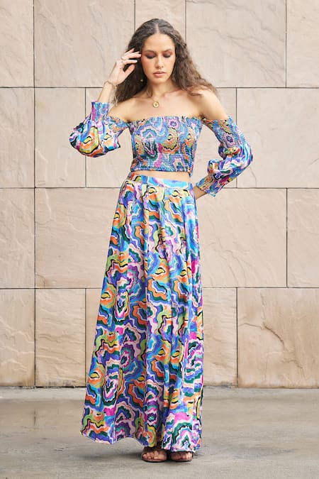 Cin Cin Abstract Print Tube Top & Skirt Set 