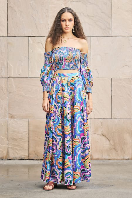 Cin Cin Abstract Print Tube Top & Skirt Set 