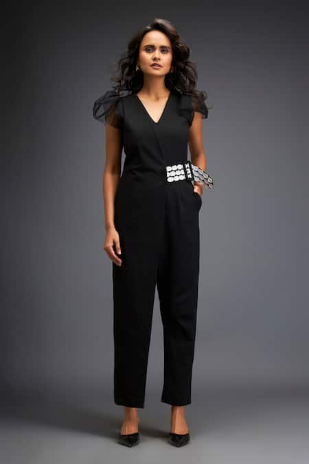 Deepika Arora Sphere Leather Applique Belted Jumpsuit 