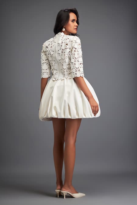 Deepika Arora Floral Cut-Out Crop Top With Bubble Skirt 