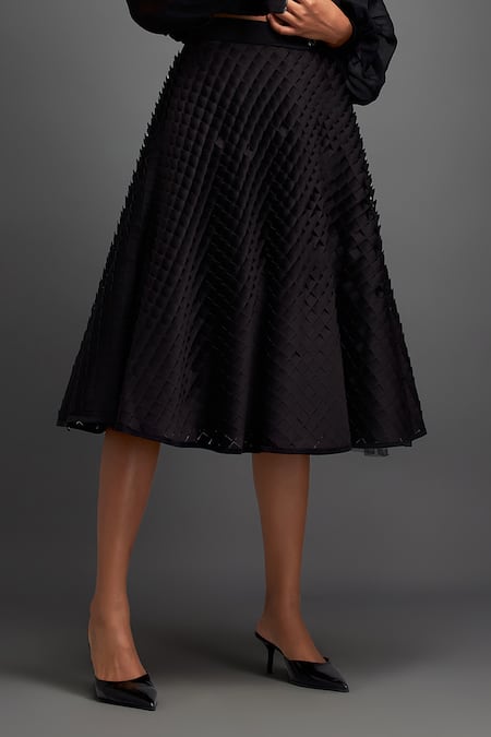 Buy Deepika Arora Black Velvet Cut-out Textured Skirt Online at Aza Fashions Buy_Deepika Arora_Black Velvet Cut-out Textured Skirt _Online_at_Aza_Fashions