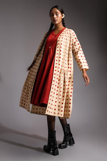 Jayati Goenka Nomad Gathered Flare Midi Dress 