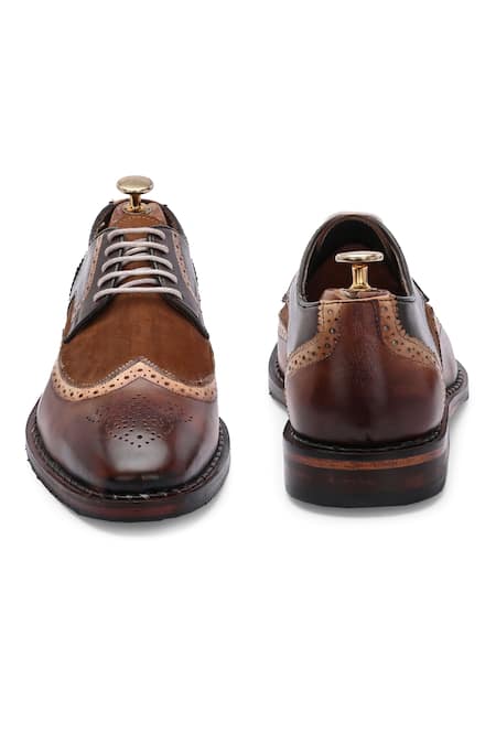 Buy_Ivrah_Brown Brooches Patrick Brogue Pattern Derby Shoes