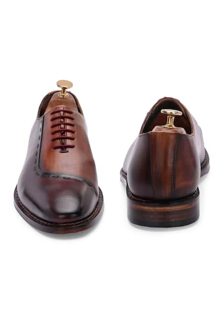 Ivrah_Brown Peter Leather Derby Shoes_at_Aza_Fashions