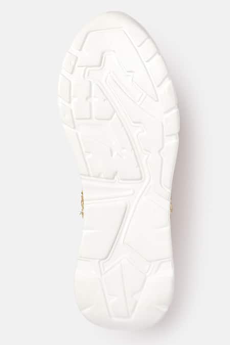 Zori World_Gold Jaisalmer Ayat Zardozi Embroidered Sneakers _Online_at_Aza_Fashions