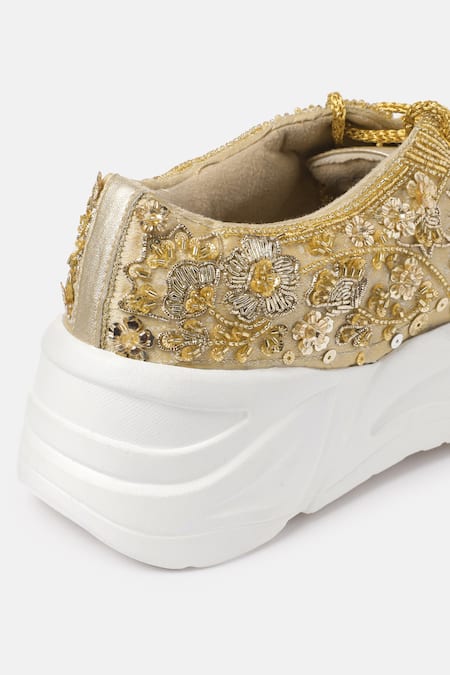 Buy_Zori World_Gold Jaisalmer Ayat Zardozi Embroidered Sneakers _Online_at_Aza_Fashions