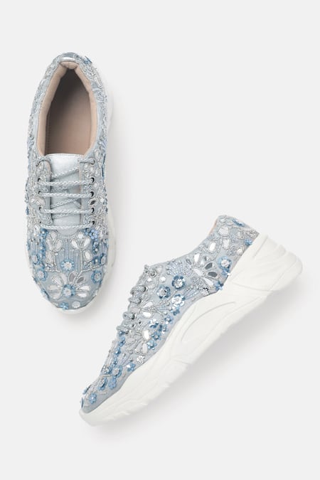 ZORI WORLD Blue Embroidered Jodhpur Ayat Zari Sneakers 