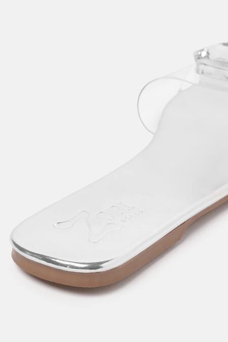 Shop_Zori World_Silver Noor Crystal Embellished Flats_Online_at_Aza_Fashions