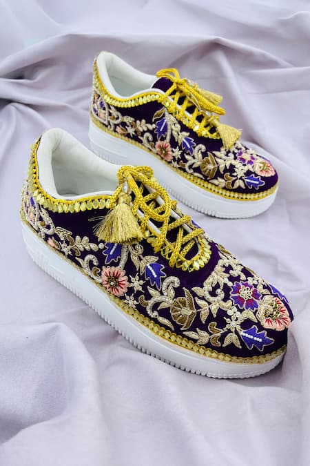 Rajasthani Stuff Indian Vector Embroidered Heeled Sneakers 