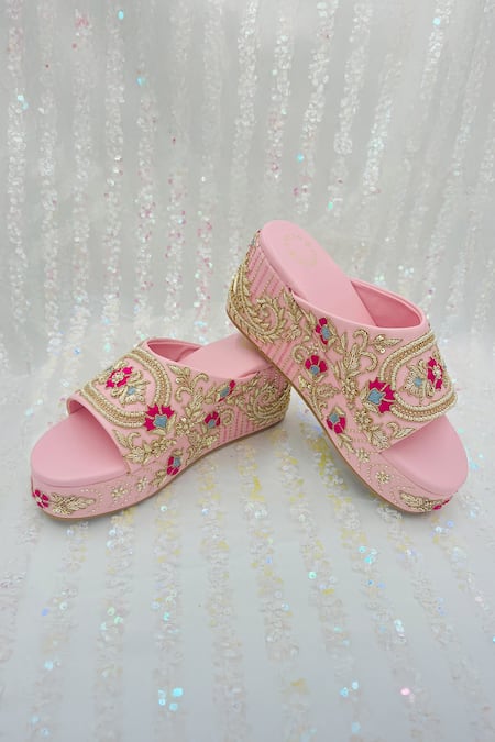 Rajasthani Stuff Kuhu Floral Embroidered Wedges 