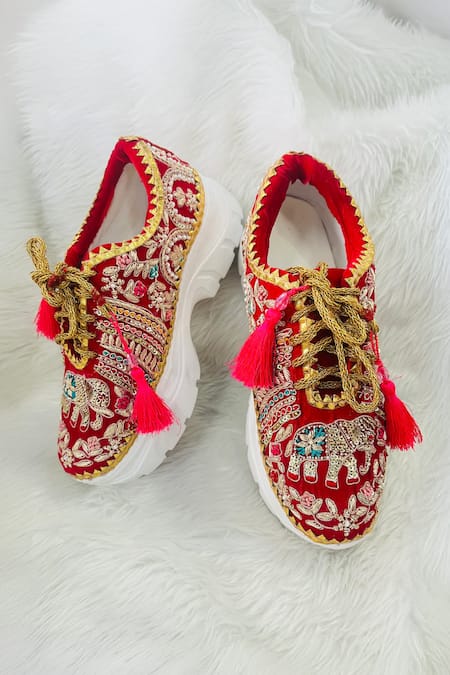 Rajasthani Stuff Gajraj Velvet Zari Embroidered Sneakers 