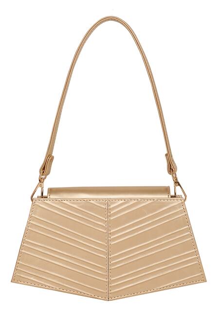 Adisee_Gold Eve Cord Embossed Handbag_at_Aza_Fashions