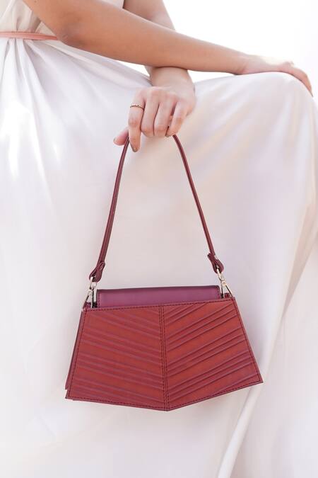 Adisee_Red Eve Cord Embossed Bag_Online_at_Aza_Fashions