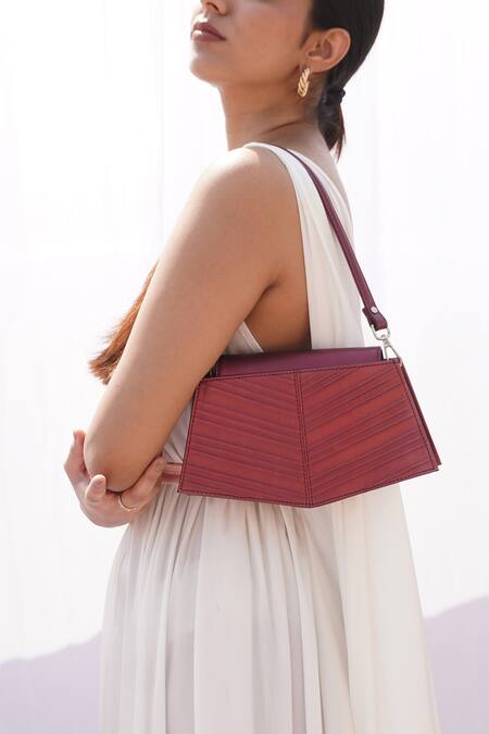 Buy_Adisee_Red Eve Cord Embossed Bag_Online_at_Aza_Fashions