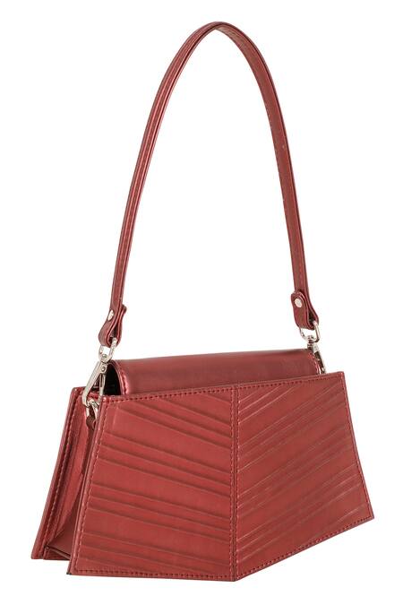 Adisee_Red Eve Cord Embossed Bag_at_Aza_Fashions
