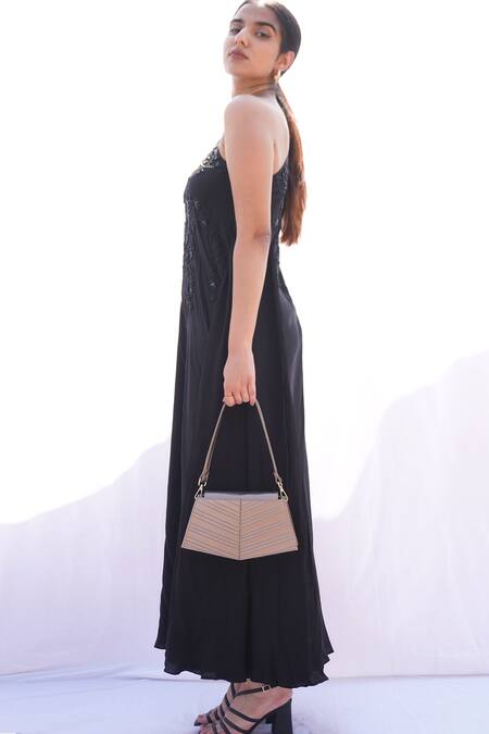 Adisee_Grey Eve Cord Embossed Shoulder Bag_Online_at_Aza_Fashions