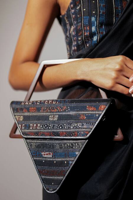 Adisee_Black Jade Inverted Triangle Handbag _Online_at_Aza_Fashions