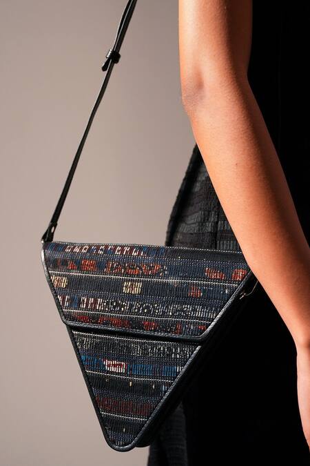 Shop_Adisee_Black Jade Inverted Triangle Handbag _Online_at_Aza_Fashions