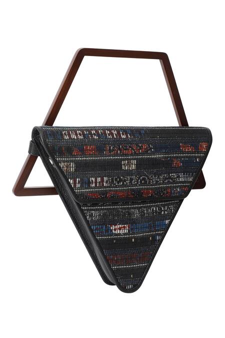 Adisee_Black Jade Inverted Triangle Handbag _at_Aza_Fashions