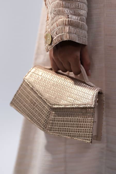 Buy_Adisee_Gold Kendal Textured Bag _Online_at_Aza_Fashions