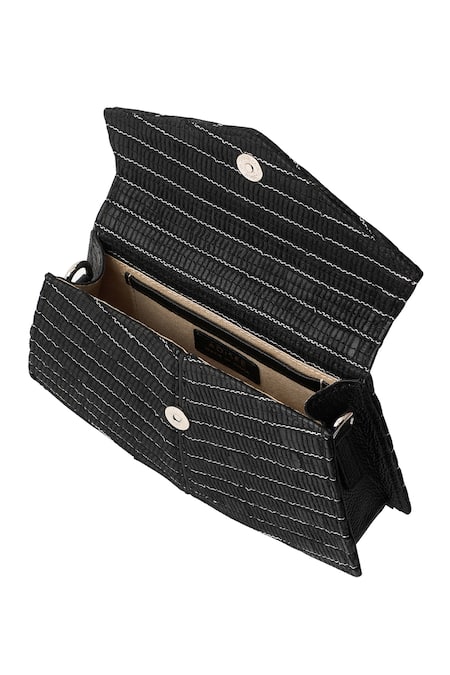 Adisee_Black Zari Kendal Abstract Pattern Handbag _at_Aza_Fashions