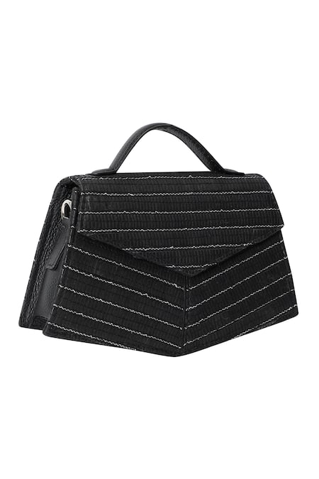 Buy_Adisee_Black Zari Kendal Abstract Pattern Handbag 